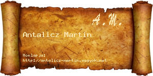 Antalicz Martin névjegykártya
